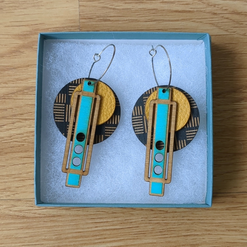 Wood + Leather Earrings